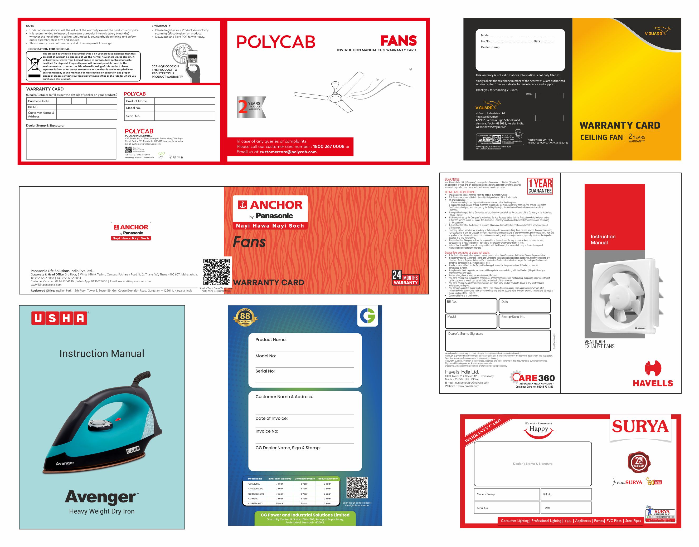 Warranty cards